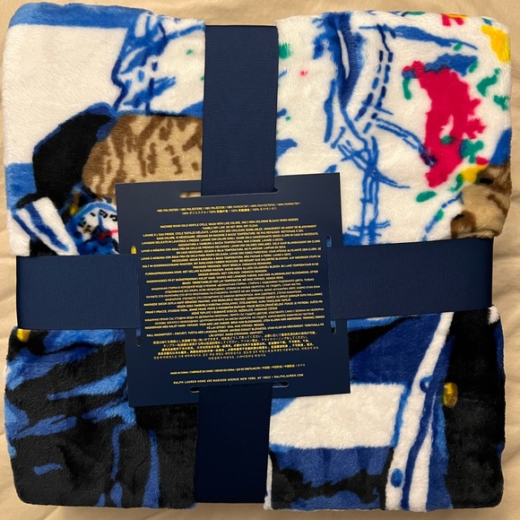 Polo Ralph Lauren Polo Bear Striped Blanket Throw, BRAND NEW - Picture 4 of 5